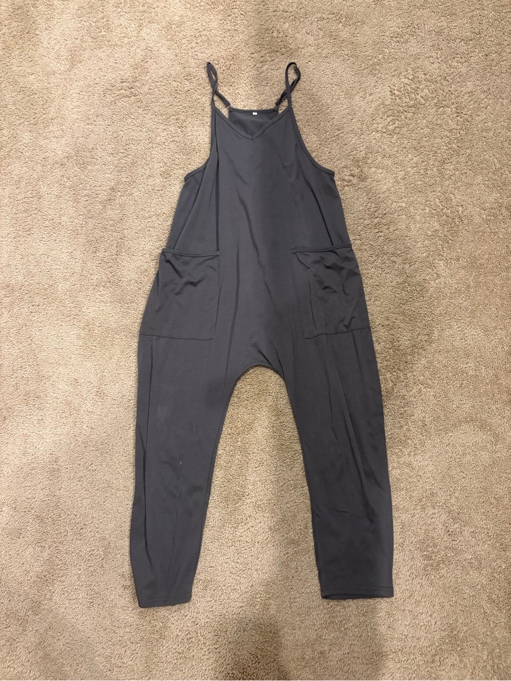Charcoal Grey Sleeveless Pocket Overalls Jumpsuit